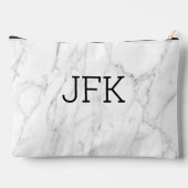 白い大理石のカスタムモノグラム大 アクセサリーポーチ (裏面)