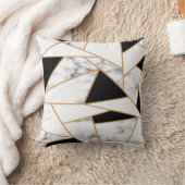 白い大理石のジオメトリック金ゴールド、黒の装飾用クッション クッション (ブランケット)