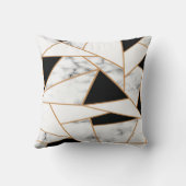 白い大理石のジオメトリック金ゴールド、黒の装飾用クッション クッション (裏面)