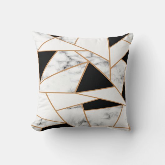 白い大理石のジオメトリック金ゴールド、黒の装飾用クッション クッション (正面)