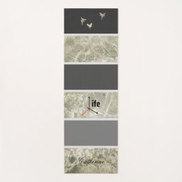 白い大理石のテクスチャと黒パステルカラーカスタム ヨガマット