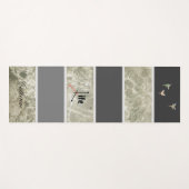 白い大理石のテクスチャと黒パステルカラーカスタム ヨガマット (正面(横))