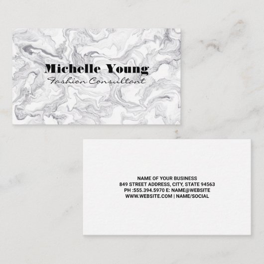 白い大理石のテクスモダンチャの背景 名刺 (正面/裏面)