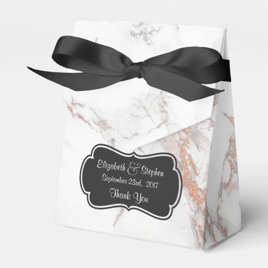 白い大理石のテ結婚クスチャ感謝していの フェイバーボックス (正面サイド)