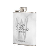 白い大理石のパーソナライズされたスクリプトグロムスマンの名前 フラスク (左)