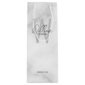 白い大理石のパーソナライズされたスクリプトグロムスマンの名前 ワインギフトバッグ (正面)