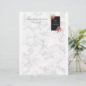 白い大理石のフローラにピンク色の花束 レターヘッド (スタンド正面)