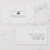 白い大理石のブロックのモノグラムの黒の開いたフレーム 名刺 (正面/裏面)