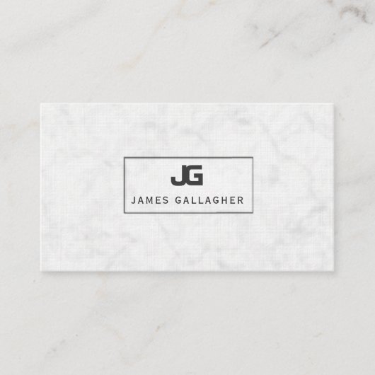 白い大理石のブロックのモノグラムの黒の開いたフレーム 名刺 (正面)