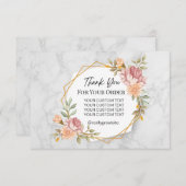 白い大理石のベージュと茶色のミニマル主義者 サンキューカード (正面/裏面)