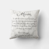 白い大理石のママへの個人的なメッセージ クッション (裏面)