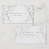 白い大理石のモダンな銀製の幾何学的 名刺 (正面/裏面)