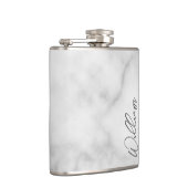 白い大理石のモダンスクリプパーソナライズされたト名 フラスク (右)