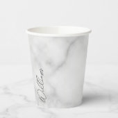 白い大理石のモダンスクリプパーソナライズされたト名 紙コップ (左)