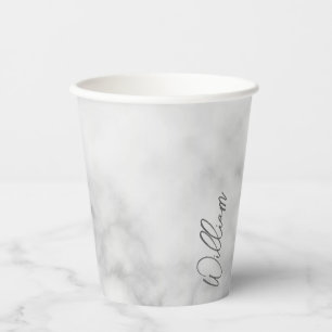 白い大理石のモダンスクリプパーソナライズされたト名 紙コップ