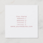 白い大理石のモノグラムバラ金ゴールド スクエア名刺 (裏面)