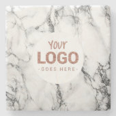 白い大理石のロゴ ストーンコースター (正面)