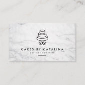 白い大理石のヴィンテージに重ねたケーキのロゴベーカリー 名刺 (正面)