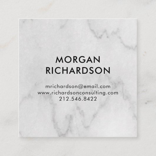 白い大理石の一見で幾何学的なモダンでフェイクな金ゴールド スクエア名刺 (裏面)