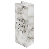 白い大理石の幸せな父の日 ワインギフトバッグ (裏面アングル)