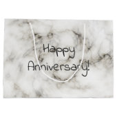白い大理石の幸せな記念日 ラージペーパーバッグ (裏面)