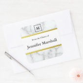 白い大理石の書庫かフェイクらモノグラムの スクエアシール (封筒)