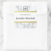 白い大理石の書庫かフェイクらモノグラムの スクエアシール (バッグ)