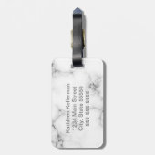 白い大理石の灰色のモノグラムのなイニシャル ラゲッジタグ (裏面縦)