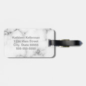 白い大理石の灰色のモノグラムのなイニシャル ラゲッジタグ (裏面横)