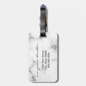 白い大理石の灰色の黒い原稿のモノグラムのなイニシャル ラゲッジタグ (裏面縦)