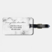 白い大理石の灰色の黒い原稿のモノグラムのなイニシャル ラゲッジタグ (裏面横)