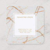 白い大理石の金ゴールドのシンプルでモダンなインテリア・デザイナー スクエア名刺 (裏面)