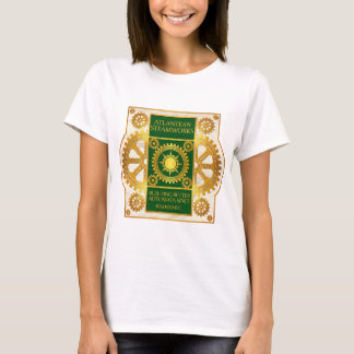 白い大理石のAtlantean Steamworks金ゴールド及び緑 Tシャツ
