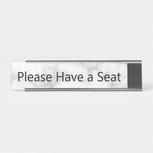 白い大理石をフェイクどうぞ デスクネームプレート (正面)