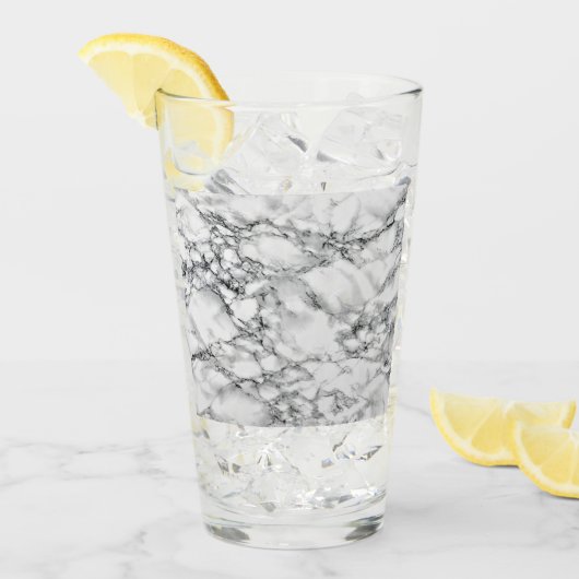 白い大理石ガラス タンブラーグラス (アイス正面)