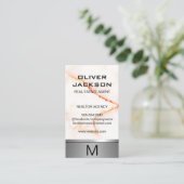 白い大理石テクスチャシルバーメタリックトリム 名刺 (スタンド正面)