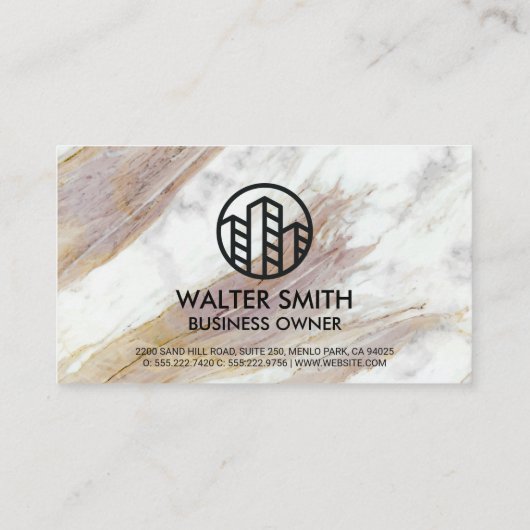 白い大理石テクスチャ |アイコ企業のン 名刺 (裏面)