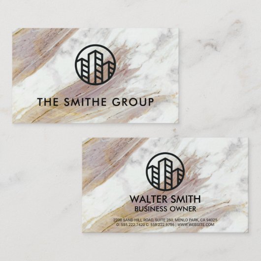 白い大理石テクスチャ |アイコ企業のン 名刺 (正面/裏面)