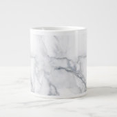 白い大理石テクスチャ ジャンボコーヒーマグカップ (正面)
