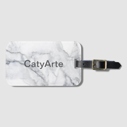 白い大理石テクスチャ ラゲッジタグ (正面横)