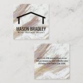 白い大理石テクスチャ |屋根アイコン スクエア名刺 (正面/裏面)