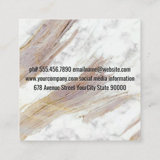 白い大理石テクスチャ |屋根アイコン スクエア名刺 (裏面)