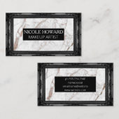 白い大理石テクスチャ |黒いフレファンシーーム 名刺 (正面/裏面)