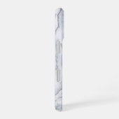 白い大理石テクスチャ iPhone 16ケース (右側面)