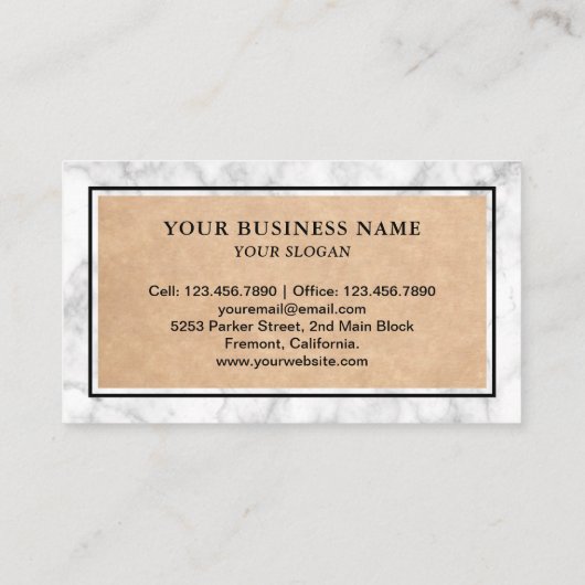 白い大理石バスルームのフローリングタイルのインストーラー 名刺 (裏面)