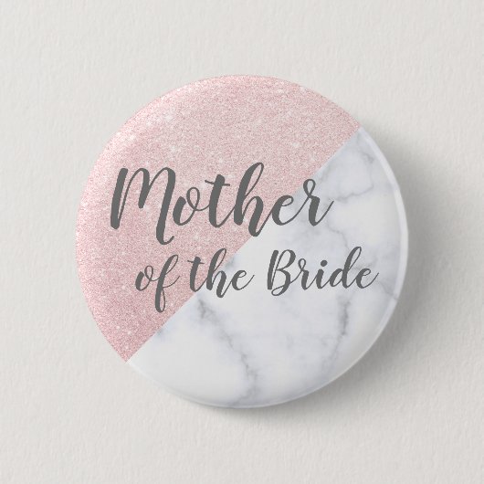 白い大理石バラ金ゴールドグリッターの母の花嫁 缶バッジ (正面)