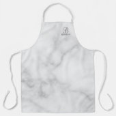 白い大理石パーソナライズされたスクリプトのモノグラムと名前 エプロン (正面)