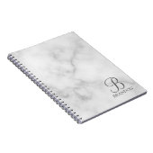 白い大理石パーソナライズされたスクリプトのモノグラムと名前 ノートブック (右側)