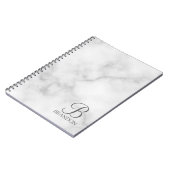 白い大理石パーソナライズされたスクリプトのモノグラムと名前 ノートブック (左側)