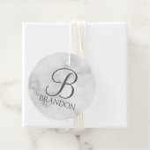 白い大理石パーソナライズされたスクリプトのモノグラムと名前 フェイバータグ (インサイチュ)